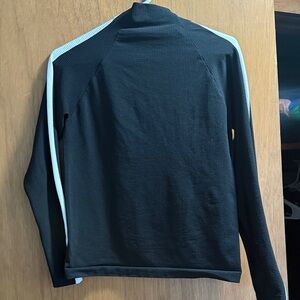 Athleta Black Long Sleeve Top with White Stripes - sz M
